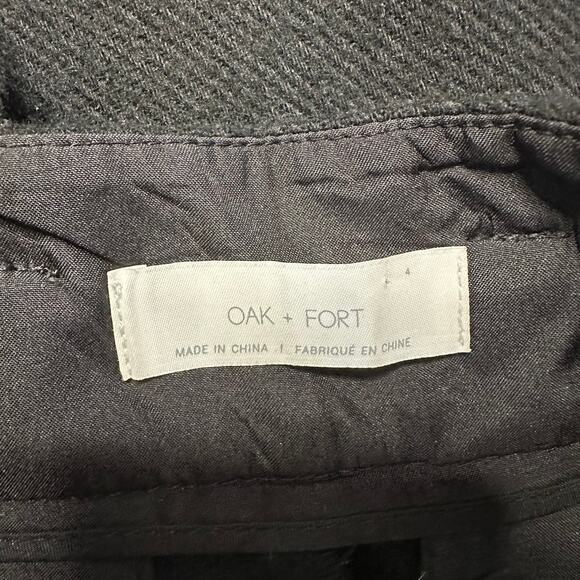 Oak + Fort Black Wool Blend Pleated High Rise Straight Leg Trouser Pants Size 4 - Picture 5 of 7